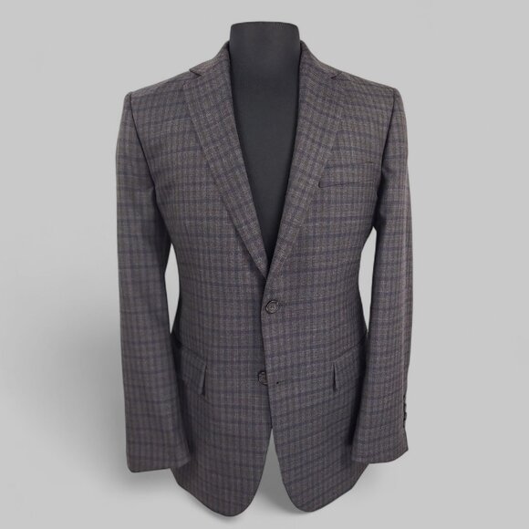 Pronto Uomo Modern Fit Men's Check 2 Button Sports Coat Blazer 40R - Picture 2 of 12